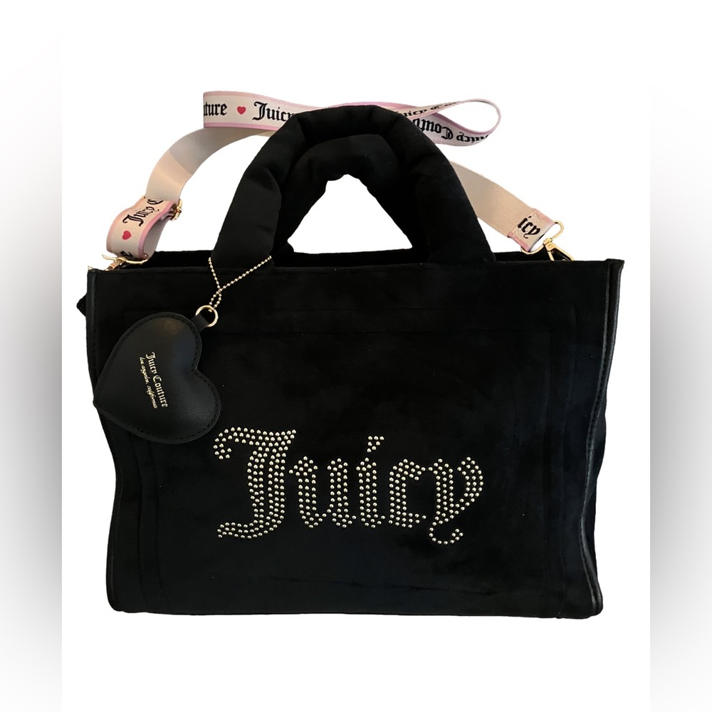 NWOT JUICY COUTURE EXTRA SPENDER LARGE TOTE BAG CROSSBODY BLACK LIQUORICE